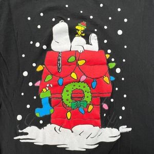 Snoopy & Woodstock Christmas T-Shirt Mens M Black Short Sleeve Delta Tee